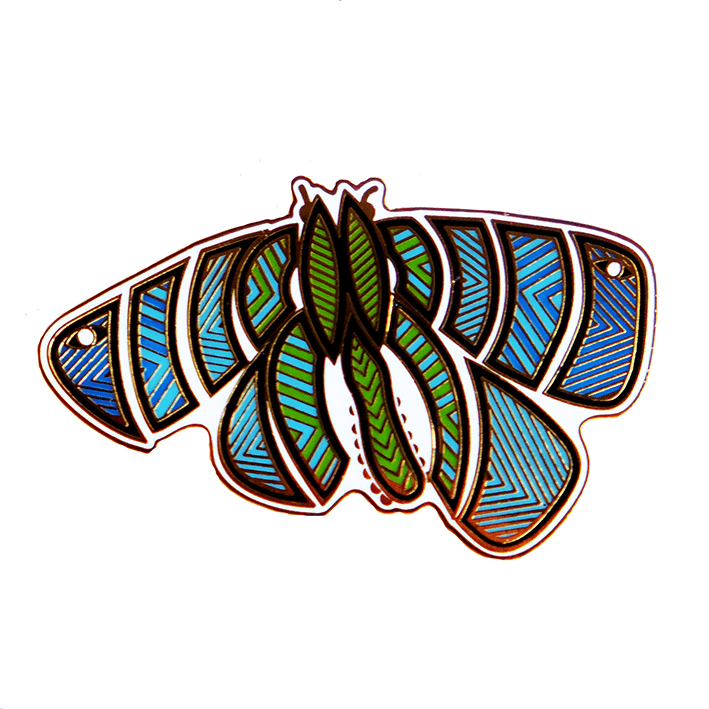Bogong Moth – Aboriginal Pin (Blue/Green)