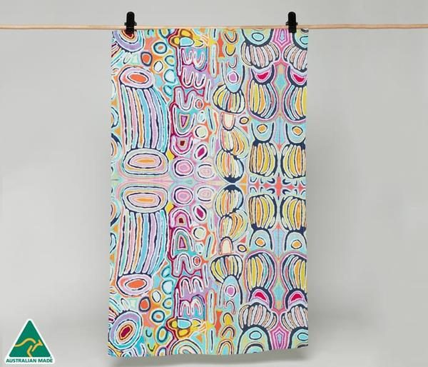 Colourful Aboriginal Art Judy Watson Tea Towel