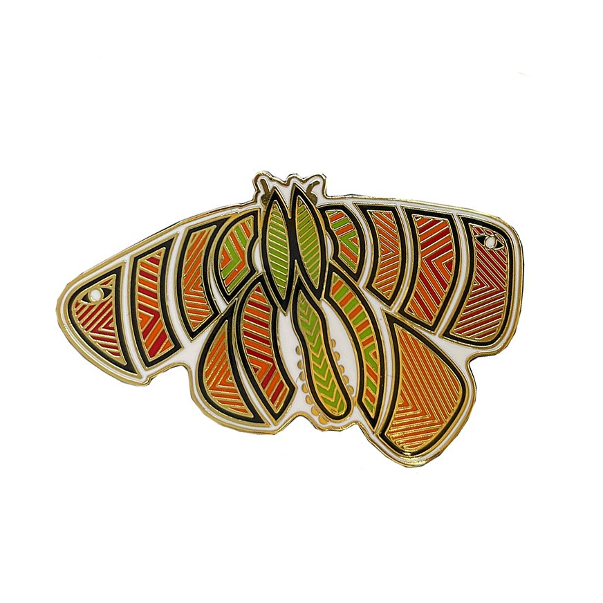 Bogong Moth – Aboriginal Pin (Red/Orange)
