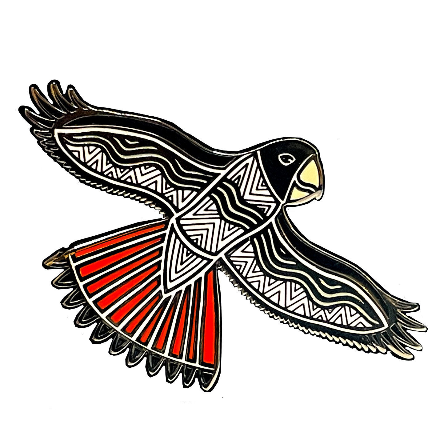 Red Tailed Black Cockatoo Aboriginal Art Pin