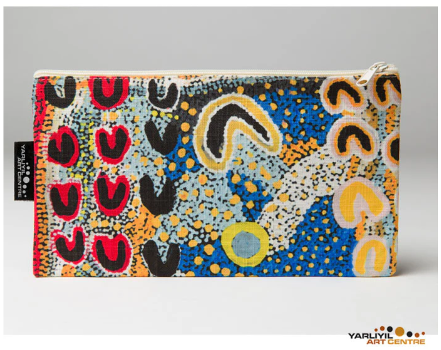 Aboriginal Art Cotton Zip Bag Based on artwork by Rosie Lala from Yarliyil Art Centre (WA)