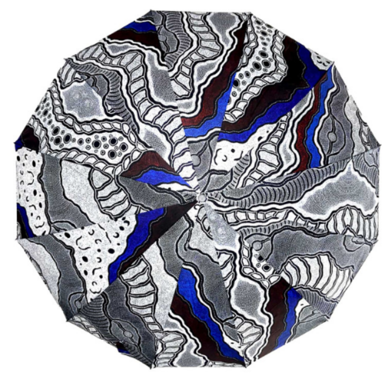 Aboriginal Art Folding Umbrella – Delvine Petyarre “My Country” | Indigenous Design Travel Umbrella Aboriginal Art Folding Umbrella – Delvine Petyarre “My Country” | Indigenous Design Travel Umbrella