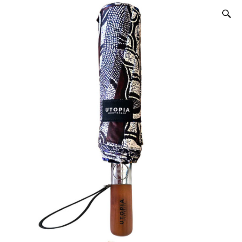 Aboriginal Art Folding Umbrella – Delvine Petyarre “My Country” | Indigenous Design Travel Umbrella