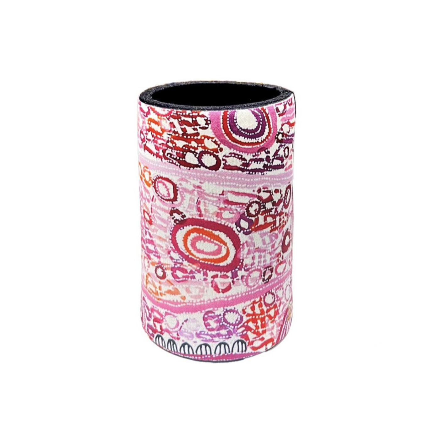 Aboriginal Art Stubby Cooler – Charmaine Pwerle Awelye (Women’s Body Paint – Atnwengerrp) | Indigenous Can Cooler